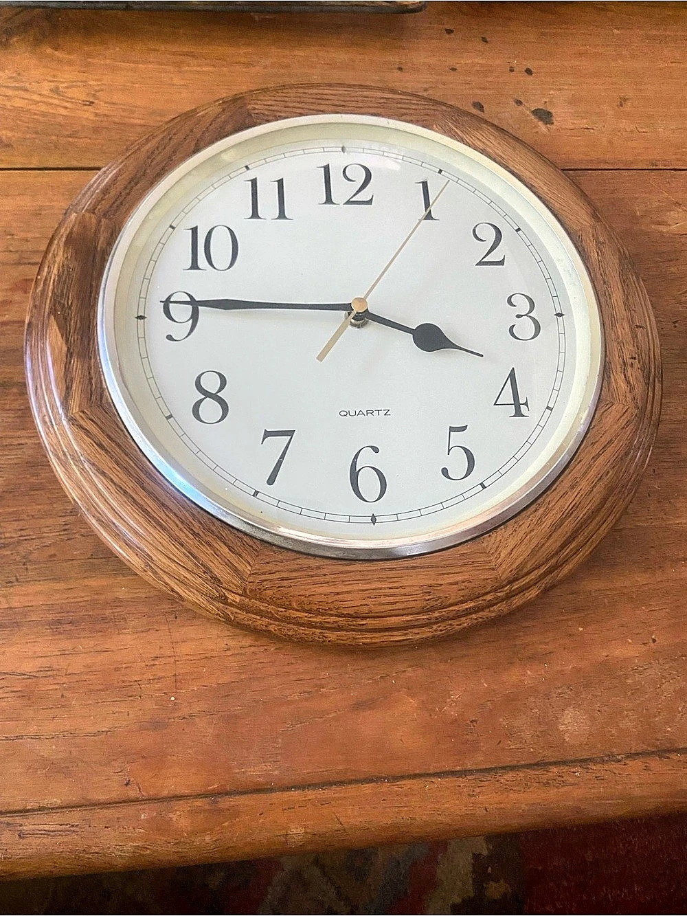 Vintage Quartz Oak Wood Wall Clock